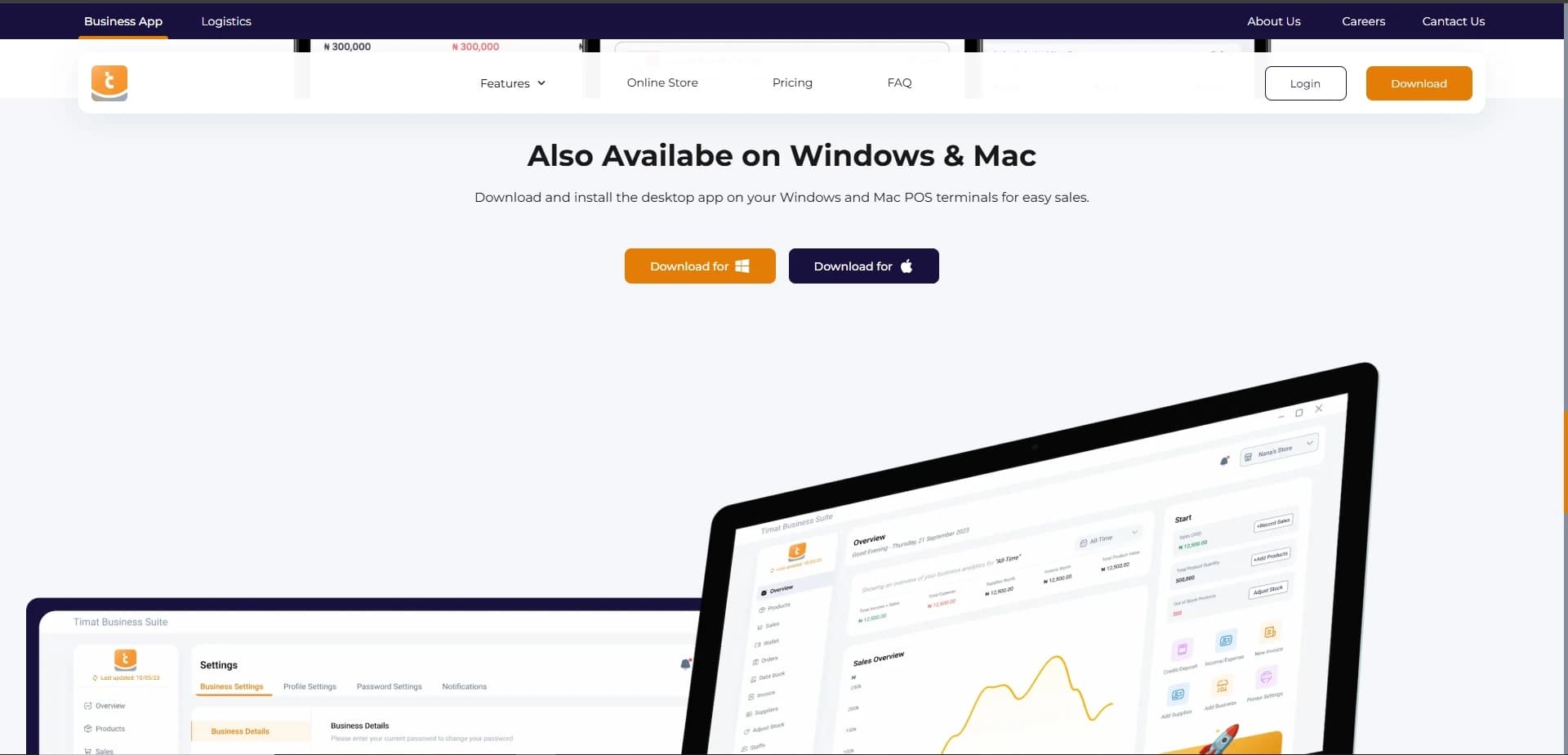 Timart Landing Page